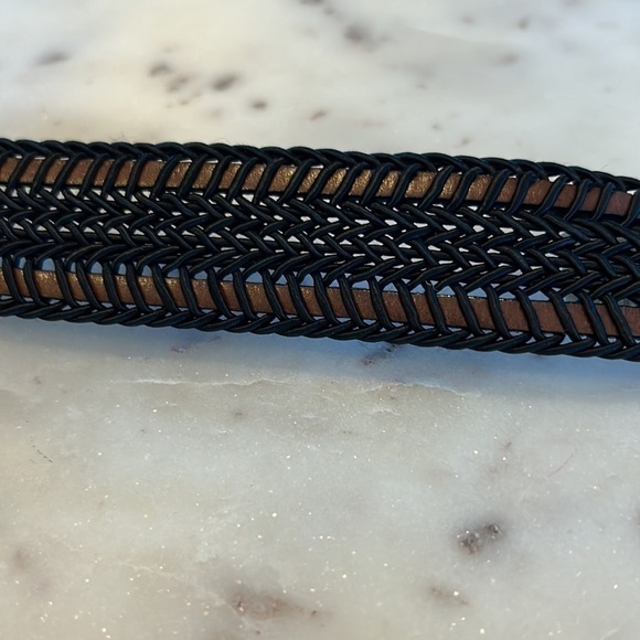 2-Torino belts both size 46 black/ brown woven and taupe/brown woven NWT - Picture 11 of 17